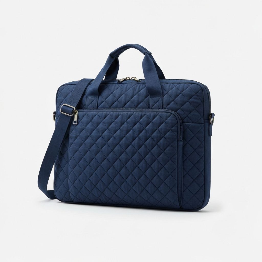 Quilted Laptop Bag - Sustainable Cotton Accessory